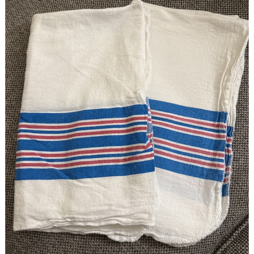 Baby Infant  Receiving Swaddling Hospital Blankets 31"x 27" Blue Pink Stripe x 2